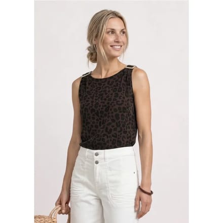 Top met ronde hals en schouderdetails