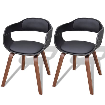 vidaXL - Eetkamerstoelen - 2 - st - gebogen - hout - en - kunstleer