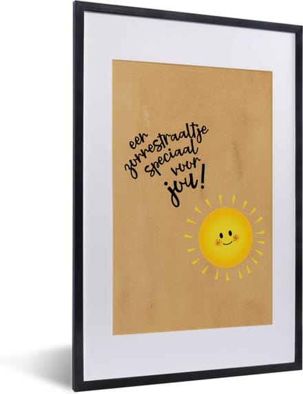 Fotolijst incl. Poster - Beterschap - Quote - Zon - 40x60 cm - Posterlijst