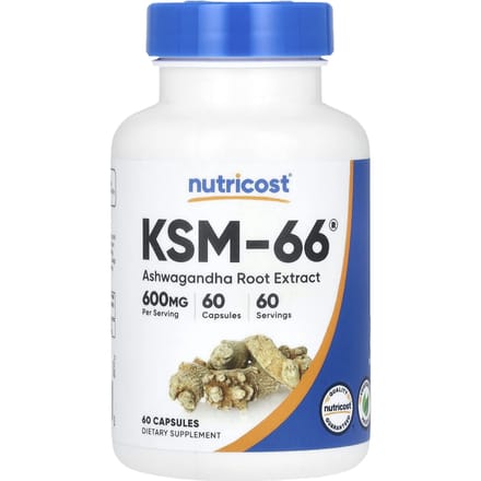 Nutricost, KSM-66, Ashwagandha-wortelextract, 600mg, 60 capsules