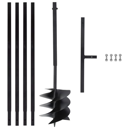 vidaXL - Grondboor - met - handvat - 250 - mm - met - verlengbuis - 4 - m - staal