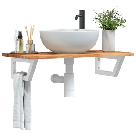 vidaXL - Badkamer - wandschap - staal - en - massief - acaciahout