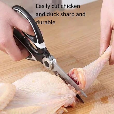 Ciseaux de cuisine multifonctionnels, pour tuer le poisson, couper les légumes rôtis, os de gril, ciseaux en acier inoxydable beige