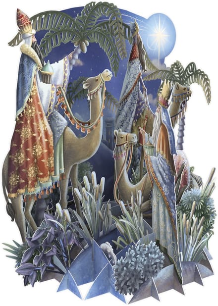 3D-Pop Up Wenskaart Three Kings - Laser gesneden kerstkaart