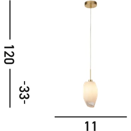 Searchlight Rocky hanglamp, 1-lamp, messingkleurig, staal, glas