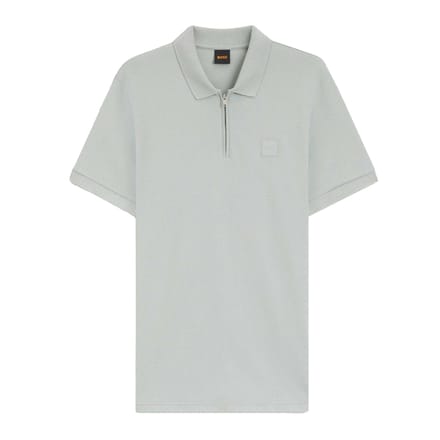 Boss Polo met kwartrits en logo voor heren (Zilver)