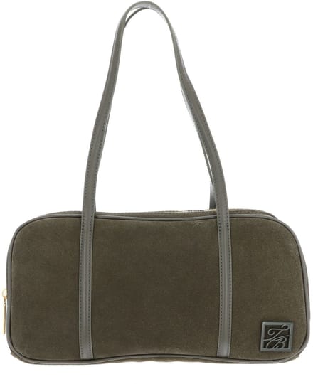 Ted Baker Leren schoudertas Ammari Double Zip Suede Bowler Bag Dk - Green groen