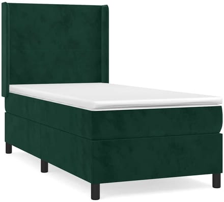 vidaXL - Boxspring - met - matras - fluweel - donkergroen - 90x190 - cm
