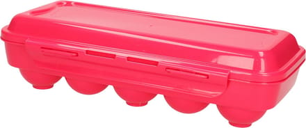 Plasticforte Eierdoos - koelkast organizer eierhouder - 10 eieren - roze - kunststof - 27 x 12,5 cm