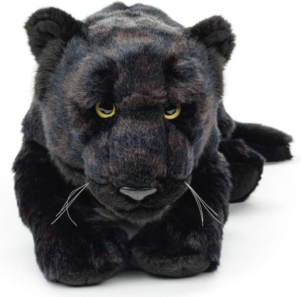 - Zwarte panter, liggend - 44 cm (lengte) - pluche wild dier - pluche dier, knuffeldier