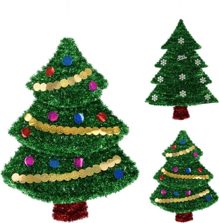 Kerstdecoratie Kerstboom van tinsel 61 Cm - Om op te hangen - Kerstmis
