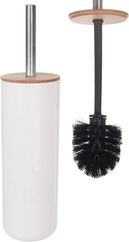 Toiletborstel met Standaard Bamboe Wit WHITNEY 37 cm - WC Borstel - Toilet
