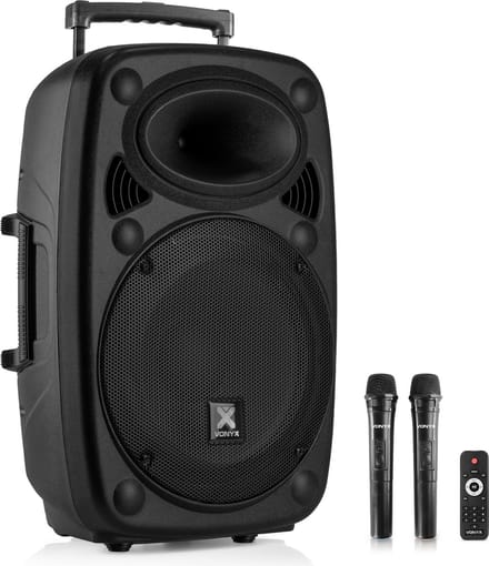 Party speaker Bluetooth - Vonyx Verve46 - 1000 Watt - partybox op accu - 2 draadloze microfoons - zwart