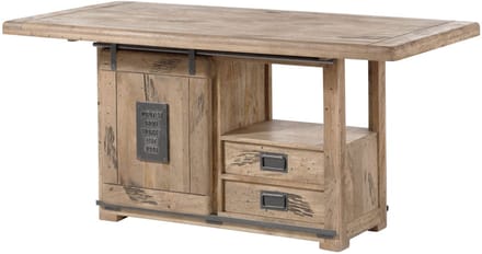 MASSIVMOEBEL24.DE RAILWAY eettafel beige gelakt massief hout mango 180x90x76 cm (BxTxH)