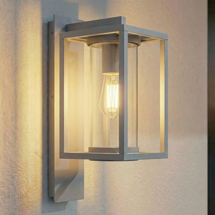 Lucande - Wandlamp buiten - 1licht - Aluminium, glas - H: 38 cm - E27 - grijs