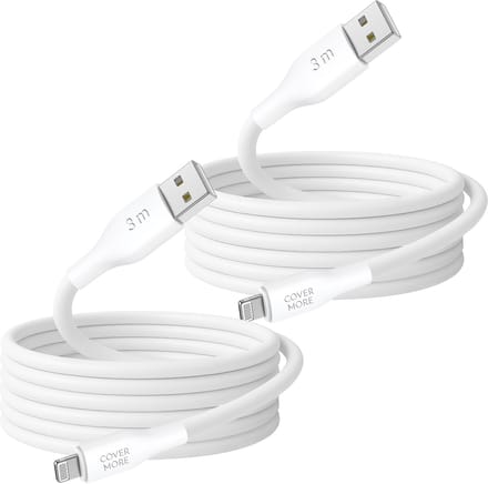 Usb naar Lightning kabel - Oplaadkabel geschikt voor iPhone, iPad en AirPods - 2 stuks - 3 meter - Wit