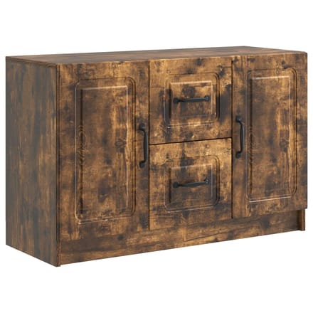 vidaXL - Dressoir - Gerookt - eiken - 89 - x - 34,5 - x - 57 - cm - Bewerkt - hout