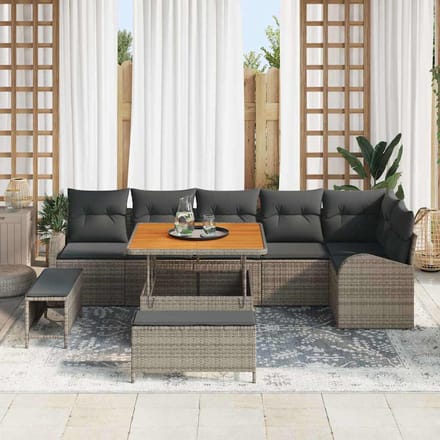 vidaXL - Tuinbank - Set - 9 - st - 8-Aantal - zitplaatsen - Grijs