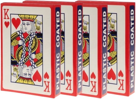 Speelkaarten set - 4x pakje met 54 kaarten - met plastic coating