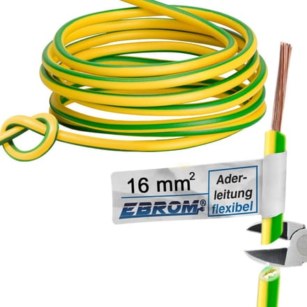 Flexibel Grandaad Kabel H07V-K 1x16mm² Groen/Geel voor Elektrische Installaties