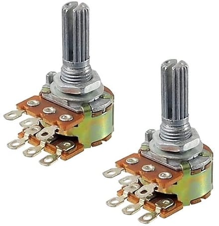 Potentiometer Stereo Logaritmisch - Variabele Weerstand - Audio Circuits Aanpassen - 100K Ohm - 13mm Schacht - null