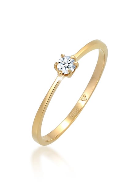 Elli PREMIUM - Ring - Solitär Verlobung Diamant 0.11 ct. 585 Gelbgold - Dames