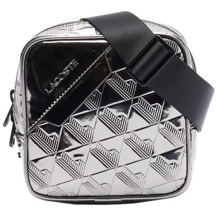 LACOSTE Avondtas Schoudertas The Blend Square Crossover Bag Silver Black Zilverkleurig