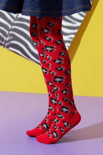 Bonnie Doon  - Kinderen - Maillots  - Leopard Tights  - Rood/Strawberry - Maat 92-98