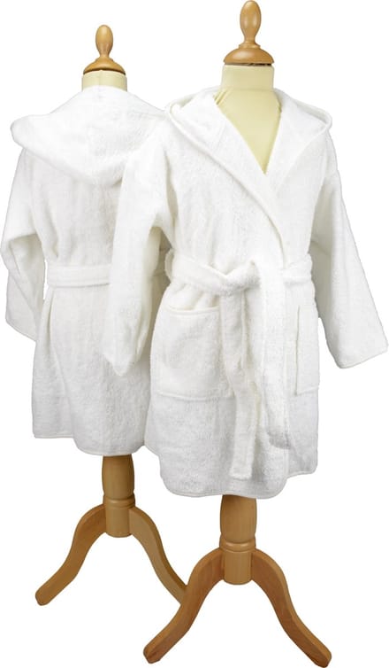 ARTG® Boyzz & Girlzz - Kinder Badjas met Capuchon - Wit - White - Maat 116/128
