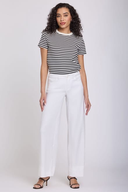 5 Pocket Wijde Pantalon In Stretch Linnen Met Super Hoge Taille