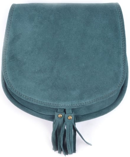 Suede schoudertasje Sara - Petrol - Made in Italy