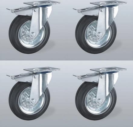 Grijs Rubber zwenkwiel met topplaat - 100mm - 150kg