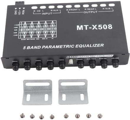 Auto Equalizer - Geluidsafstemming - Auto Audio Verbeteren - 5 Bands Instelbaar - 19x12x3cm - Zwart