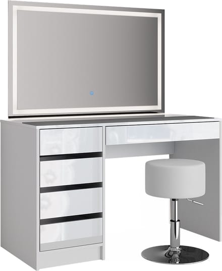 Vicco Sherry Kaptafel set met kruk – 120 cm met LED-spiegel en kruk Wit