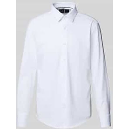 BOSS Hank-s slim fit overhemd - tricot - wit - Strijkvriendelijk - Boordmaat: 41