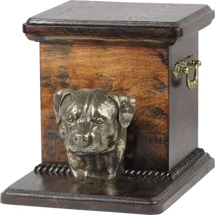 Elegante urn voor Rottweiler as met hondenbuste