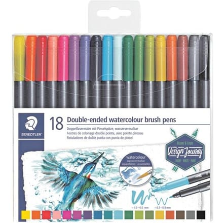STAEDTLER Design Journey - Dubbele Brush pen met penseelpunt - set 18 st