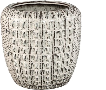 PTMD Crocco Cream Ceramic Round Pot Croco Pattern L