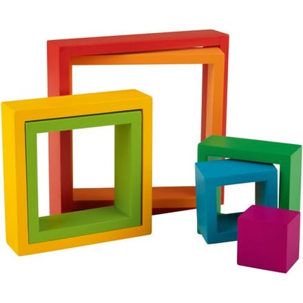 PLAYTIVE Houten Montessori vormen (Regenboog stapelvierkantjes)