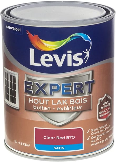 Levis - Expert Hout Lak Buiten Satin Mix - Clear Red B70 - Mengverf - 1 L