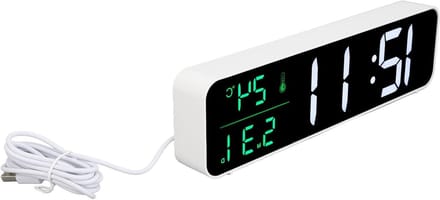 LED Muziekwekker - Digitale Wekker - Wakker Worden - Groot Scherm - 5V 1A - Wit