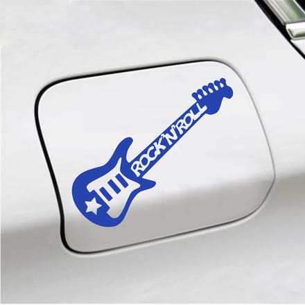 Bumpersticker - Gitaar Rock N Roll - 10,4 X 14,8 - Blauw