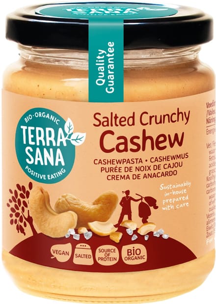 TerraSana Cashewpasta crunchy met himalayazout bio 250 Gram