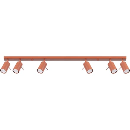 Plafondlamp RING 6L met 6 verstelbare spots in lijn - Sollux Lighting - IP20 - Okerrood staal behuizing - 117 x 6 x 17 cm - 6 x GU10 LED, exclusief lichtbron - 6 x 10 W - Moderne plafondlamp voor hal, gang en keuken