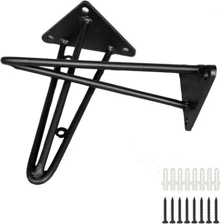 2Pcs Durable Shelf Holders,Floating Metal Shelf Brackets,Shelf Bracket Wall Holders Iron Shelf Support Shelf Brackets for Storage Rack,Book Rack,with Screws,Black (40cm)