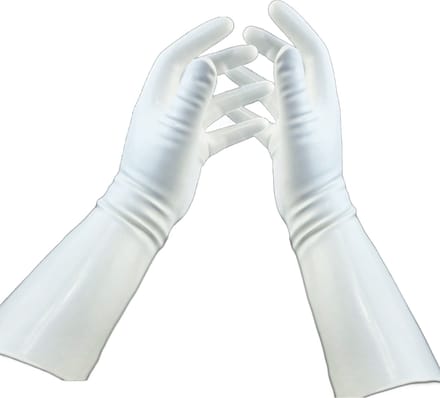 BamBella® - 100% LATEX Handschoenen kort BDSM SM sexy glans handschoen wit