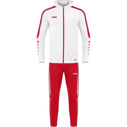 Jako Power Polyesterpak Met Kap Kinderen - Wit / Rood | Maat: 128