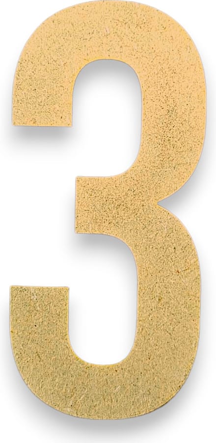 MGM Trading - 3 - Letters en Cijfers van MDF - 10 cm hoog - 9MM Dik - Beige - Laser gesneden - Per Stuk