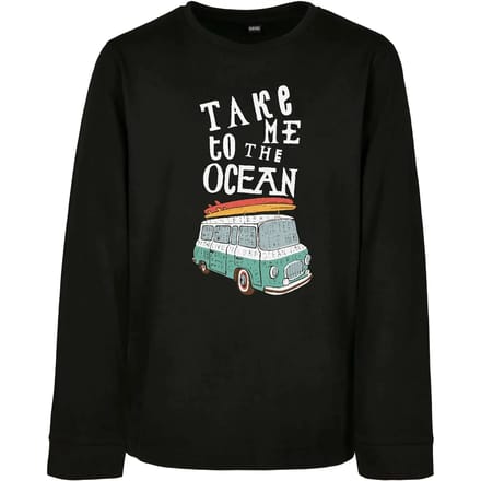 Mister Tee - Take Me To The Ocean Kinder Longsleeve shirt - Take Me To The Ocean - Kids 122/128 - Zwart