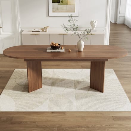 REDOM - Uitschuifbare Eettafel - Afgeronde Hoeken - Modern - MDF - Walnootkleur